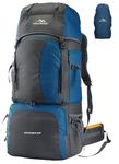 TRAWOC Stonex 60L Travel Backpack for Men & Women | Trekking & Hiking Rucksack with Laptop Sleeve, Rain Cover, YKK Zippers, Padded Hip Belt, Water-Resistant Fabric | 3 Year Warranty (HK001)-Navyblue