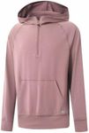 M MAELREG Mens Hoodie Pullover Performance Dry Fit Lightweight Quarter Zip Workout Sport Golf Hooded Sweatshirt Men Pink Heather