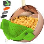 Zulay Silicone Pot Strainer - Adjustable Snap On Strainer For Most Pots & Pans - Food Grade, Heat Resistant Pot Strainer Clip On Silicone Colander For Draining Pasta, Fruits, & Vegetables (Green)