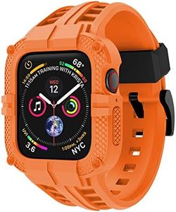 T-ENGINE Band Compatible with Apple Watch 42mm Series 3 Series 2 1, TPU Rugged Case with Band 42mm Series 3 for Men Orange