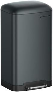 SONGMICS Poubelle 30L, avec Pédale en Acier, Seau Intérieur et Couvercle, Poignée, Fermeture en Douceur, Hermétique, pour Cuisine, Salon, Gris Anthracite LTB01GS