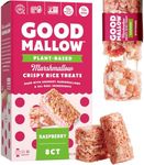 GoodMallow Vegan Rice Crispy Treats Individually Wrapped Box of 6, Kosher Vegan Snacks, Gluten Free Dairy Free Snacks for Kids & Adults - Healthy Sweets Made with Gourmet Marshmallows (Raspberry)