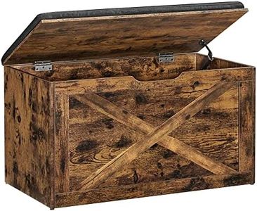 VASAGLE Shoe Bench, Padded Storage Bench with Cushioned Seat, Storage Chest Cabinet, Barn-Door Style, 29.9 x 15.7 x 18.9 Inches, Rustic Brown ULHS056X01