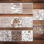 10 Pcs Stencils for Painting Wall Texture Stencils 6 x 6 Inch Reusable DIY Stencils 10 Mixed Crackle Marble Background Spray Paint Art Stencils Stencils for Wood Canvas Paper Floor Tile (Rustic Style)