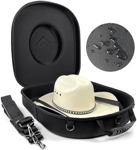 Foeran Travel Hat Case For Cowboy Panama & Fedora Hat, Waterproof & Crush Proof Cowboy Hat Box Wide-brimmed Hats Storage Holder Hat Carrier - Large, Black