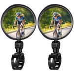 TAGVO Bike Mirrors, 2pcs Bicycle Cycling Rear View Mirrors Adjustable Rotatable Handlebar Mounted Glass Convex Mirror Mountain Road Bike