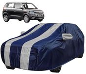 Auto Hub Car Cover Compatible with Maruti Wagonr (Model-2019-Till Date) with Mirror Pocket, Water Resistant, Triple Stitched, Wagonr New Car Cover- Navy Silver