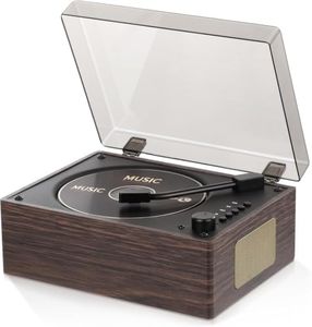 PROTKPETS Retro CD Player Bluetooth 5.3 Walnut Wood Grain Desktop Music