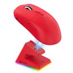 ATTACK SHARK X6 Lightweight Wireless Gaming Mouse with RGB Backlight Charging Base,Tri-Mode Wired/2.4GHz/BT5.2,Up to 26K DPI, PAW3395 Optical Sensor,HUANO Switch,5programmable Buttons,PC/Mac(Red)