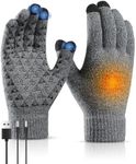 USB Heated Gloves Winter Thermal Gloves for Men Women Touch Screen Knitted Gloves 5V Full Finger Electric Thermal Gloves for Driving Running Indoor Outdoor