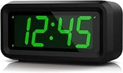 KWANWA Alarm Clock Battery Operated,Updated Setting Button,12/24H Display,3 Level Brightness,Snooze Function,Small Digital Desk Bedside Clock for Bedroom office Home (Green display)