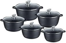 SQ Professional NEA Die-Cast Aluminium Stockpot 5pc Set with Lid 3-Layer Non-Stick Coating (Nera)