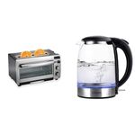 Hamilton Beach 2-in-1 Countertop Oven and Toaster, Stainless Steel, 31156 & COSORI Electric Kettle 1.7L, 1500W Wide Opening Glass Tea Kettle & Hot Water Boiler, Stainless