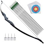 Archery Bow Right and Left Handed 53" Takedown Bow and Arrow for Adult & Youth Beginner 30lb 40lb Traditional Recurve Bow Set with 8pcs Arrows