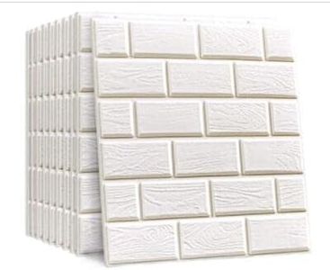 Pack of 10 3D Brick Wallpaper, Self-Adhesive Wall Panels, 38.5 x 35 cm, White Brick Pattern Wall Stickers, for Bathroom, Bedroom, Living Room, Balcony and Kitchen