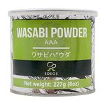 Soeos Premium Wasabi Powder 8oz (227g), Wasabi Powder with Real Wasabi, Grade AAA Wasabi Powder, Wasabi Powder for Sushi, Sushi Wasabi Powdered, Wasabi Root Powder for Sushi, Fresh Wasabi Powder Bulk.