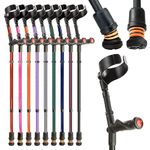 Flexyfoot Shock Absorbing Comfy Grip Double Adjustable Crutch – Improves Safety, Improves Grip, Reduces Shocks & Jarring – Left Handed - Black