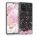 kwmobile Clear Case Compatible with Samsung Galaxy S10 Lite - Phone Case Soft TPU Cover - Cherry Blossoms Pink/Dark Brown/Transparent