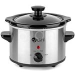 Dihl Electric Slow Cooker 1.5 litres, 3 Temperature Settings, Removable Ceramic Cooking Pot, Tempered Glass Lid, 100 W, Round, Silver