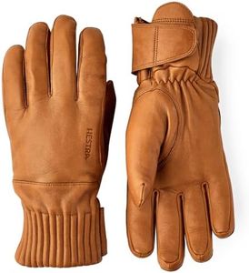 Hestra Unisex Idre Wool 5-Finger Leather Glove, Wool Insulated Alpine Skiing Winter Gloves for Men & Women - Cork - 8