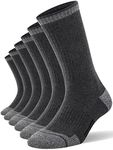 FITRELL 6 Pack Men's Athletic Crew Socks Cushioned Sport Running Moisture Wicking Work Boot Socks, Grey, Large, Shoe Size 9-12