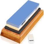 Whetstone Sharpening Stone Kit Dual Sided 1000/6000 Grit Professional Whetstone Knife Sharpener Stone Wet Stone Set Nonslip Bamboo Base Angle Guide, and Fix Stone