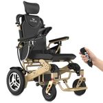 EASYCARE® Aluminium Material with Reclining Backrest, Dual Motor Power, Remote & Joystick Control, Ergonomic Comfort Seat, Foldable Legrest, 120kg Capacity, Lithium-ion Battery, Indoor & Outdoor Use Electric Wheelchair