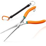 LEONTOOL Long Reach Needle Nose Pliers 7" Thin Extra Long Needle Nose Pliers with Serrated Jaw Lanyard Double Leaf Spring Loaded for Jewelry Making Electrician Repair Tools in Tight Spaces