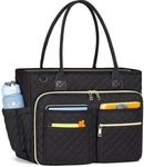 Teacher Tote Bag 15.6 inch Laptop Bag for Women Large Laptop Tote Work Bag Nurse Bag Professional Computer Messenger Bag with Insulated Pocket, Briefcase for Office, College, Nursing, Black