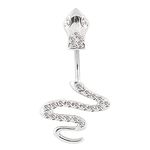 14G Surgical Steel Belly Button Rings Cool Snake CZ Navel Body Piercing Jewelry (Silver), Metal, cubic-zirconia