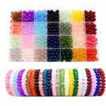 Crystal Jewellery Making Kit 700Pcs 8mm Round Glass Beads for Jewellery Making 28 Colours Crystal Beads for Bracelets Making Kits DIY Crafts Supplies for Bracelet Necklace Phone Charm Girls Adults