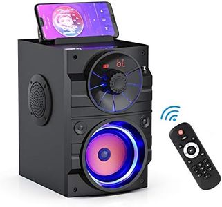 Portable Big Bluetooth Speakers with Light, Wireless with Subwoofer, FM Radio, LED Lights, EQ, Booming Bass, Bluetooth 4.2 Stereo Loud Outdoor/Indoor Retro , for Home, Camping, Travel