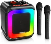 MASINGO Karaoke Machine for Kids and Adults with 2 Wireless Bluetooth Microphones, PA Portable Speaker Toy for Girls and Boys with Colorful LED Lights, Supports TF Card/USB, TWS for Home Party, C7