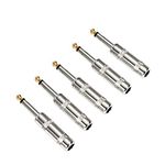 HSP-HSWITI Audio 1/4" TS Plug, 6.35mm Heavy Duty TS Mono Male Solder Jack Connector for Speaker/Guitar/Microphone Cables -5 PACK(NEED TO SOLDER)