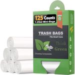 1.2 Gallon Compostable Trash Bags, Small Trash Bags for bathroom office kitchen, Strong Small Biodegradable Trash Bags fit 4.5-5 Liter Trash Can,1 Gallon-1.5 Gallon,White Garbage Bags