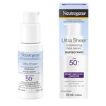 Neutrogena Ultra Sheer Moisturizing Serum Sunscreen SPF 50+ Broad Spectrum UVA UVB Protection Lightweight Water Resistant up to 80 Minutes Non-Comedogenic Fragrance Free, 50mL