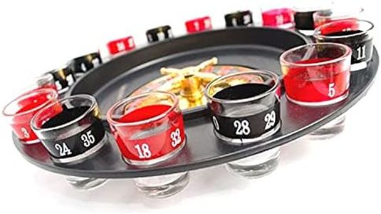 Game Night Roulette 16 Pc Shot Glass Set Casino Adult Fun Party Board Drinking Game, Black