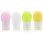 MAYCREATE® 4pcs Travel Bottles for Toiletries, Liquid Squeezable Silicone Travel Containers with Leakproof Lid, Refillable Dispenser Bottle Kit for Lotion, Shampoo - 60ml/2oz, BPA Free,Multicolour