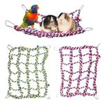 2 Pack Colorful Bird Rope Net, Rat Climbing Rope Net, Pet Hanging Hammock, Bird Ladder Rope Bridge, Small Animal Rope Net Toy, Cage Decor Accessories for Rat Hamster Bird Ferret - 28 × 20 cm