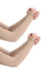PURSUE FASHION Unisex Full Arm Fingerless Sleeves Gloves for UV, Dust, Summer, UV Sun Protection Arm Sleeves for Men & Women (Skin & Skin, 2 Pair)