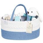 KiddyCare Diaper Nappy Caddy Baby Organizer Cart for Nursery | Car Diaper Caddy for Baby Boy/Girl, Baby Bath Storage/Shower Basket Gift for Changing Table with Handle Lid, Diaper Holder | Blue Large