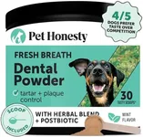 Pet Honesty Dog Breath Freshener Dental Powder for Teeth Cleaning Plaque Off, Dental Care for Dogs, Tartar Remover for Teeth with Natural Herbal Blend + Postbiotics (30 Scoops)