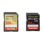 SanDisk Extreme SD UHS I 128GB Card for 4K Video for DSLR and Mirrorless Cameras 180MB/s Read & 90MB