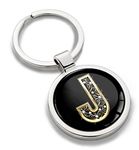 Biomar Labs® 3D Metal Alphabet A-Z Personalised Initials Keyring Keychain Gold Men Women Gift Letter J, KK 62