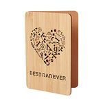 Best Dad Ever Card,Real Wood Card for Fathers Day,Real Bamboo Wooden Greeting Card from Kids,to Say Happy Anniversary,Birthday,Get Well, Gift for Dad from Daughter and Son, Wife