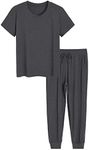 Latuza Women's Petite Pajamas Set Bamboo Viscose Petite Length Sleepwear, Dark Gray, Medium Petite