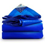 TUFFPAULIN 12FT X 50FT 120 GSM Blue Tarpaulin Tirpal Tadpatri Tharpai Thadika, Extra Strong, Reinforced Eyelets, UV Resistant, 100% Waterproof Virgin, 6 Layer MLCL 3D Rib Technology-1 No.