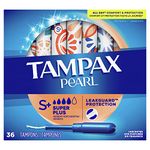 Tampax Pearl Plastic Tampons, Super Plus Absorbency, Unscented , 36 count , Pack of 2
