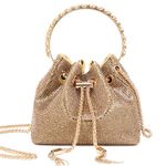 Rhinestone Purse Women Silver Glitter Handbags Sparkly Evening Clutch Bling Shoulder Bag Crystal Crossbody Shiny Bucket Purse (Gold)