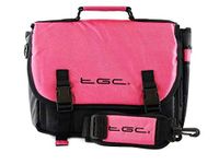 New TGC ® Messenger Style TGC Padded Carry Case Bag for 12" DVD Players (Hot Pink & Black)